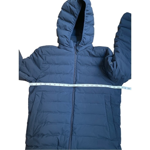 Abercrombie & Fitch Blue Down Puffer Coat Jacket Hooded Lightweight Stretch S - Picture 4 of 8